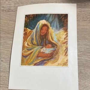 Vintage Mary With Child Art Print Postcard mouthpainted by Ruth Christensen
